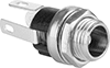 Image of Product. Front orientation. Power Connectors. Vibration-Resistant Barrel DC Connectors, Panel-Mount Female Receptacles.