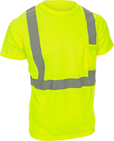 Image of Product. Front orientation. Shirts. High-Visibility Shirts, Short-Sleeve Shirt, Class 2 ANSI Visibility Rating.
