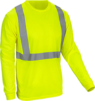 Image of Product. Front orientation. Shirts. High-Visibility Shirts, Long-Sleeve Shirt, Class 2 ANSI Visibility Rating.