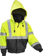 Image of Product. Front orientation. Jackets. High-Visibility Jackets, Polyurethane Rubber-Coated Polyester Fabric.