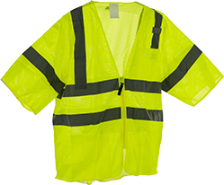 Image of Product. Front orientation. Vests. High-Visibility Vests, Men's Vests—Class 3, Double Stripe (Standard with Sleeves).