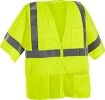 Image of Product. Front orientation. Vests. High-Visibility Vests, Men's Vests—Class 3, Single Stripe (Standard with Sleeves).