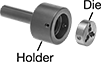 Image of System. Front orientation. Exploded view. Contains Annotated. Die Holders. Round-Shank Die Holders.