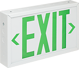 Image of Product. Front orientation. Signs. Backlit Exit Signs, Exit with Arrow (Left, Left and Right, Right)—Green Message on Back and Front.