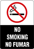 Image of Product. Front orientation. Signs. Smoking Control Signs, No Smoking/No Fumar with No Smoking Symbol (English/Spanish).