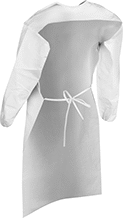 Image of Product. Back. Back orientation. Aprons. Chemical-Resistant Disposable Aprons, Sleeved Apron.