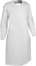 Image of Product. Front. Front orientation. Aprons. Chemical-Resistant Disposable Aprons, Sleeved Apron.
