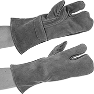 Image of ProductInUse. With Separated Index Finger. Front orientation. Gloves. Welding Mitts, Cowhide Leather.