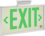 Image of Product. Exit with Arrow—Glow-in-the-Dark Green with Green Message. Front orientation. Signs. Multimount Glow-in-the-Dark Exit Signs, Exit with Arrow—Glow-in-the-Dark Green with Green Message.
