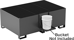 Image of ProductInUse. Front orientation. Contains Annotated. Pallets. Steel Spill-Control Pallets for UN-Compliant Tanks, For 1 275-Gallon Tank.
