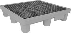 Image of Product. Front orientation. Pallets. Plastic Spill-Control Pallets with Drain, Style B.