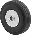 Image of Product. Front orientation. Wheels. Solid-Tread Flat-Free Wheels , Rubber Tread on Steel Core.