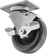 Image of Product. Swivel with Brake. Front orientation. Casters. Corrosion-Resistant Casters with Polypropylene Wheels, 1 Wheel, Swivel with Brake.