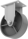 Image of Product. Rigid. Front orientation. Casters. Extra-High-Capacity Trash-Container Casters with Metal Wheels, 1 Wheel, Rigid.