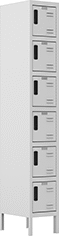 Image of Product. Front orientation. 6 ft. High. Lockers with Keypad Locks, 6 Lockers Down, 1 Locker Across.
