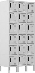 Image of Product. Front orientation. 6 ft. High. Lockers with Keypad Locks, 3 Lockers Across, 6 Lockers Down.