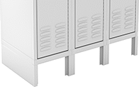 Image of ProductInUse. End Base Shown Installed. Front orientation. ZoomedIn view. End Base. Lockers with Keypad Locks.