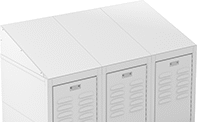 Image of ProductInUse. Curved Top Shown Installed. Front orientation. ZoomedIn view. Locker Tops. Lockers with Keypad Locks.