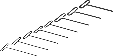 Image of Product. Front orientation. Looped T-Handle Hex Key Set, 8 Pieces, Plain Grip, Inch Hex Drive Sizes, Standard Length .