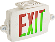 Image of Product. Style C with Red or Green Message. Front orientation. Signs. Backlit Exit Signs with Emergency Lights, Exit with Arrow (Green or Red Message), Style A.