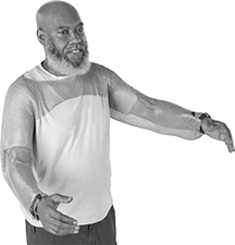 Image of ProductInUse. Dual Sleeves (Front). Front orientation. Sleeve Dual. Chainmail Cut-Protection Arm Sleeves, Sleeve With Shoulder Cover.