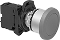 Image of Product. Mushroom with Screw-Terminal Wire Connection. Front orientation. Mushroom Push Button. Metal 22 mm Panel-Mount Push-Button Switches, Screw-Terminal Wire Connection.
