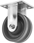 Image of Product. Rigid. Front orientation. Casters. V-Groove Wheel Track Casters with Polyurethane Wheels, 1 Wheel, Rigid.