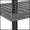 Image of Specification. Front orientation. ZoomedIn view. Contains Border. Plastic Shelving. Quick-Assembly Vented Plastic Shelving.