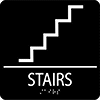 Image of Product. Front orientation. Signs. ADA-Compliant Exit Signs, Stairs (English)—Black with White Message.