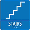 Image of Product. Front orientation. Signs. ADA-Compliant Exit Signs, Stairs (English)—Blue with White Message.