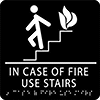 Image of Product. Front orientation. Signs. ADA-Compliant Exit Signs, In Case of Fire Use Stairs (English)—Black with White Message.