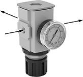 Image of Product. Front orientation. Contains Annotated. Compressed Air Regulator Manifolds. Parker Modular Compressed Air Regulator Manifolds.