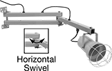 Image of Product. Front orientation. Contains Annotated, Inset. Dock Lights. Articulating-Arm Dock Lights, Style B.