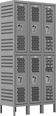 Image of Product. Front orientation. 6 ft. High. Ventilated Lockers, 3 Lockers Across, 2 Lockers Down.