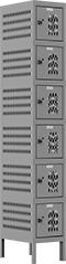 Image of Product. Front orientation. 6 ft. High. Ventilated Lockers, 6 Lockers Down, 1 Locker Across.