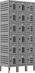 Image of Product. Front orientation. 6 ft. High. Ventilated Lockers, 3 Lockers Across, 6 Lockers Down.