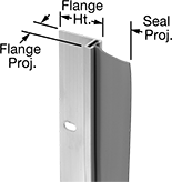 Image of Product. Front orientation. Contains Annotated. Weatherstripping. Frame-Mount Overhead-Door Weatherstripping, Flat Weatherstripping Seal.