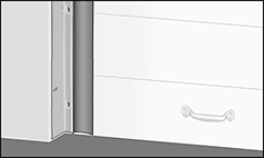 Image of ProductInUse. Shown Installed. Front orientation. Contains Border. Weatherstripping. Frame-Mount Overhead-Door Weatherstripping.