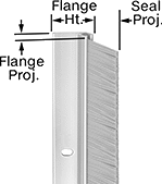 Image of Product. Front orientation. Contains Annotated. Weatherstripping. Frame-Mount Overhead-Door Weatherstripping, Brush Weatherstripping Seal.