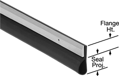 Image of Product. Front orientation. ZoomedIn view. Contains Annotated. Weatherstripping. Bottom-Mount Overhead-Door Weatherstripping, Face Door Mount, Bulb Weatherstripping Seal.