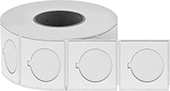 Image of Product. Label Printer Tape with Keyway Notch for Panel Cutout. Front orientation. Label Printer Tape. Thermal-Transfer Legend Plate Label Printer Tape, Notch.