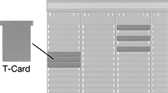 Image of ProductInUse. Front orientation. ZoomedIn view. Contains Annotated. T-Card Racks.