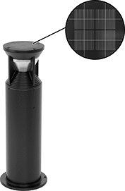 Image of Product. Front orientation. Contains Inset. Landscape Lights. Solar-Powered Bollard Lights.