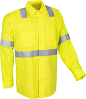Image of Product. Front orientation. Shirts. High-Visibility Oil-Resistant Shirts, Long-Sleeve Shirt.