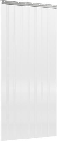 Image of Product. Front orientation. Bolt-on Strip Door, 4 Feet Wide x 8 Feet High, with 8" Wide Strips.