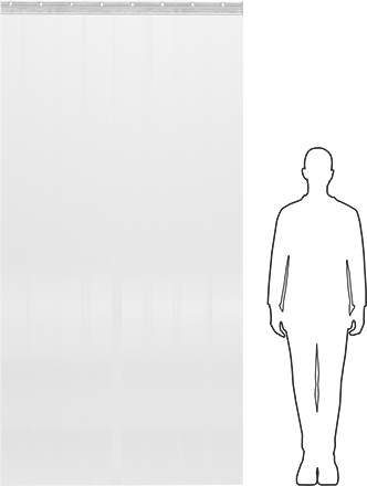 Image of Product. Side1 orientation. Contains SizingReference. Bolt-on Strip Door, 4 Feet Wide x 8 Feet High, with 8" Wide Strips.