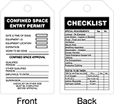 Image of Product. Front orientation. Tags. Confined Space Tags, Confined Space Entry Permit.
