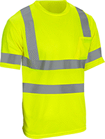 Image of Product. Front orientation. Shirts. High-Visibility Shirts, Short-Sleeve Shirt, Class 3 ANSI Visibility Rating.