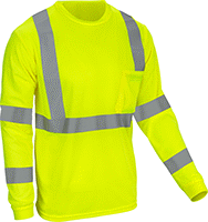 Image of Product. Front orientation. Shirts. High-Visibility Shirts, Long-Sleeve Shirt, Class 3 ANSI Visibility Rating.