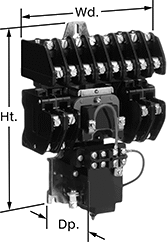 Image of Attribute. Front orientation. Contains Annotated. Lighting Relays. High-Current Lighting Relays, Mechanically Held, 12 Circuits Controlled.